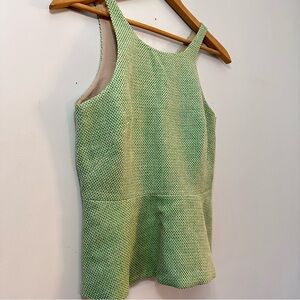 Banana Republic Tweed Linen Blend Sleeveless Peplum V Back Green Top Size 2